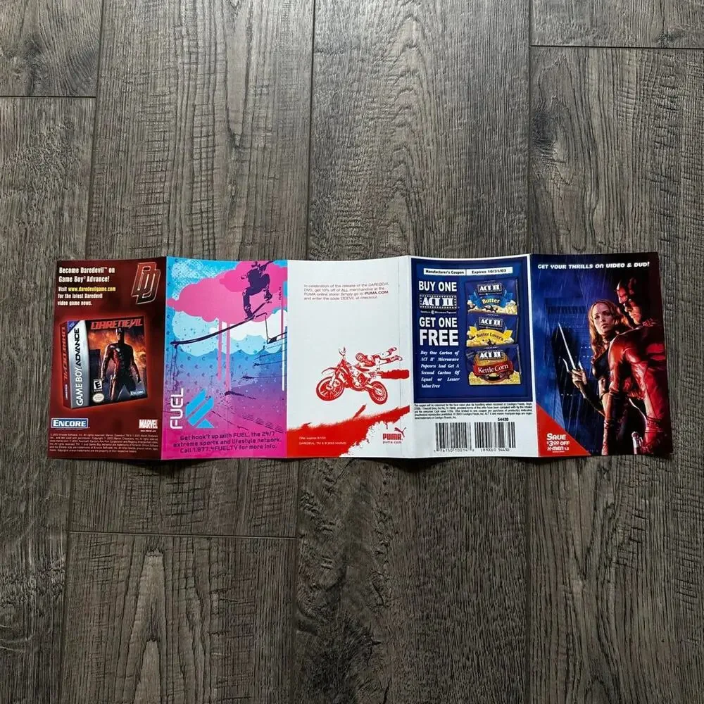 Vintage 2003 Marvel Daredevil Coupon Book Mini Movie Promo Collectible Poster